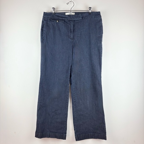 Liz Claiborne Denim - Liz Claiborne Jackie Fit Wide Leg Trouser Mid Rise Blue Jeans Stretch Chic 14 P